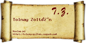 Tolnay Zoltán névjegykártya